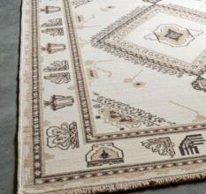 Modern Geometric Beige Wool Carpet